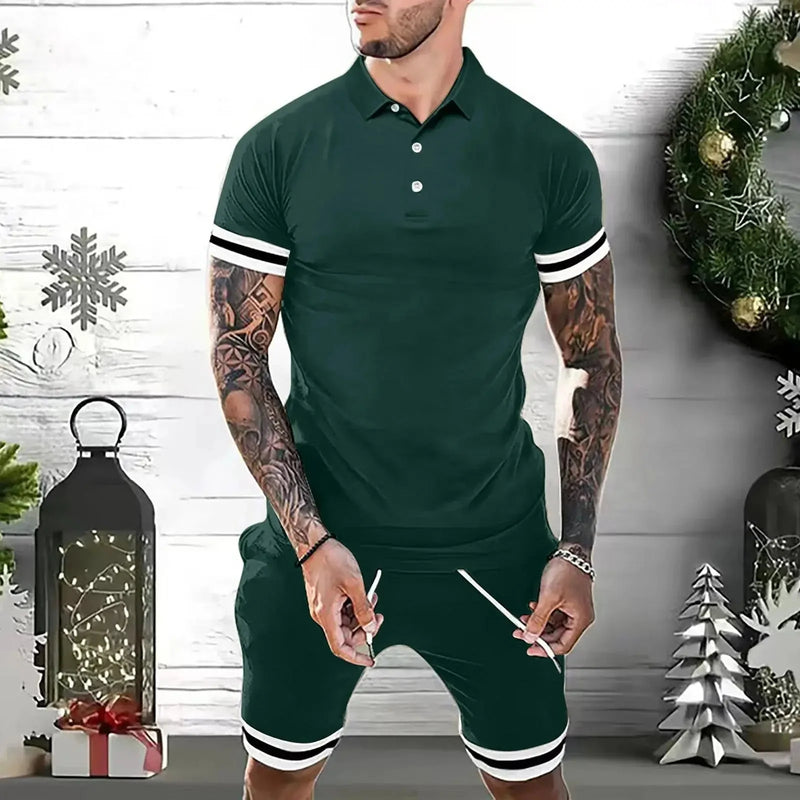 quick-dry fabric short sets | breathable polo shirt outfits | summer casual tracksuits for men | energy saving