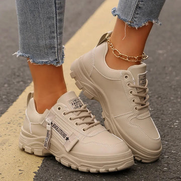 side-zipper sneakers for women | lace-up thick sole casual shoes | platform sports shoes with zipper | ultrasonic cleaning