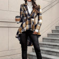 Plaid Pattern Button Front Jacket Long Sleeve High And Low Flared Jacket Meifu Market
