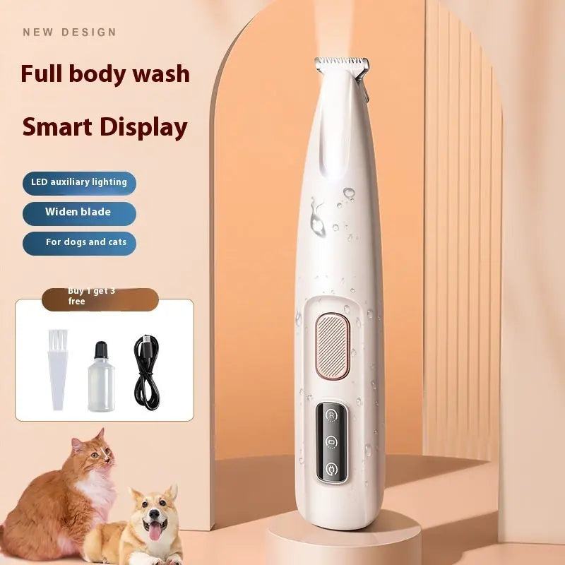 Pets Dog Paw Trimmer With LED Light Fully Waterproof Pet Hair Trimmer With LED Display Dog Clippers For Grooming Widen Blade Meifu Market