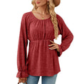Women's Solid Color Round Neck Loose Long-sleeved T-shirt Meifu Market