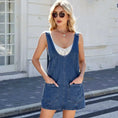 stretch denim overall dress | midi length with pockets | summer casual wear | ultrasonic cleaning