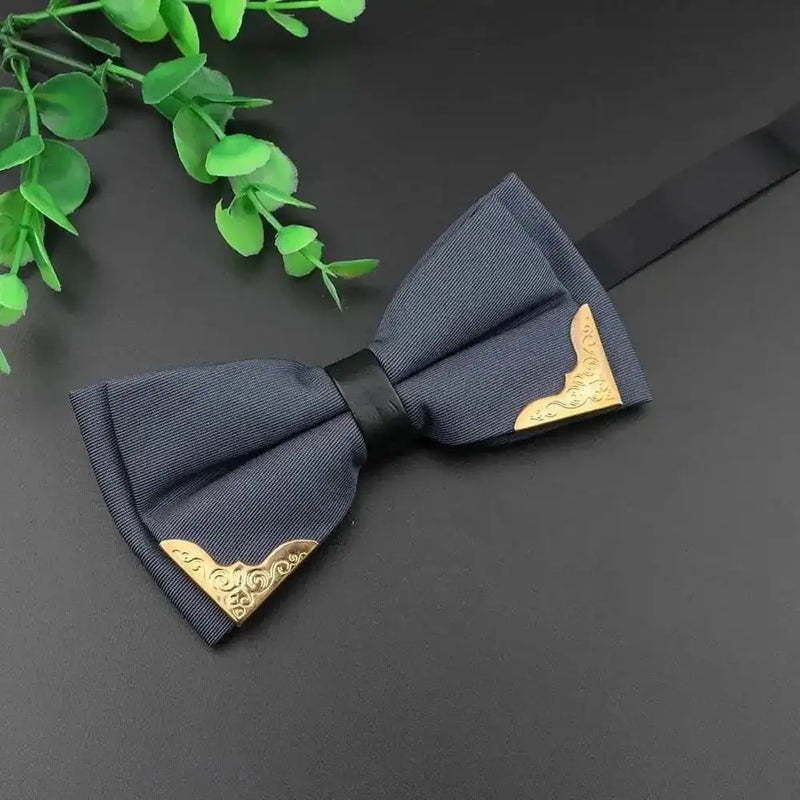 metal bow tie for men | double layer polyester bowtie | adjustable neck strap bow tie | ultrasonic cleaning