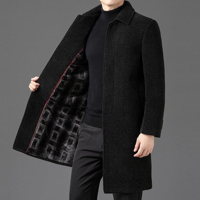 Temperament Lapel With Velvet Men's Woolen Coat Meifu Market