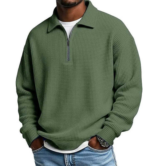 Mens Half-Zip Collared Polo Shirt Top Navy Blue - color variant display
