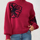 Women's Three-dimensional Ribbon Embroidery Flower Mock Neck Sweater Meifu Market