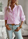 Striped Long Sleeve Shirt Fashion Ruffle Design Button Up Tops Casual Office Blouse Elegant Commuting Women's Clothing Meifu Market