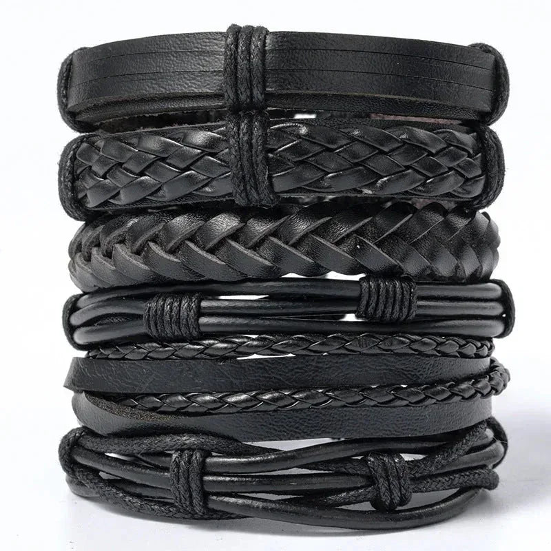 genuine leather bracelet | adjustable woven bracelet | multi-layer charm bracelet | energy saving