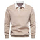Men's Fashion Casual Versatile Long Sleeves Polo Collar Sweater Navy Blue - reverse side showing construction