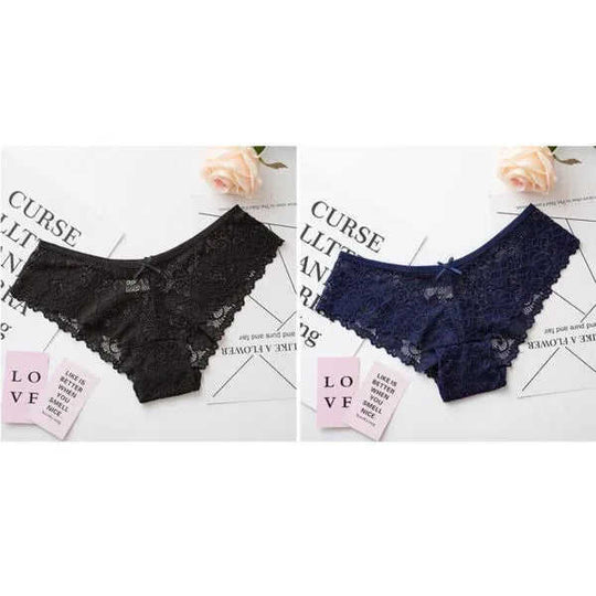 Underpants Women's Low-Waist Lace Sexy Hot Full Transparent Girl's Seamless Briefs Cover Buttocks Big Size Meifu Market