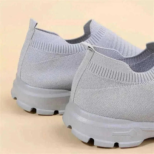 breathable knit fabric shoes | lightweight walking sneakers women | slip-on running flats | ultrasonic cleaning