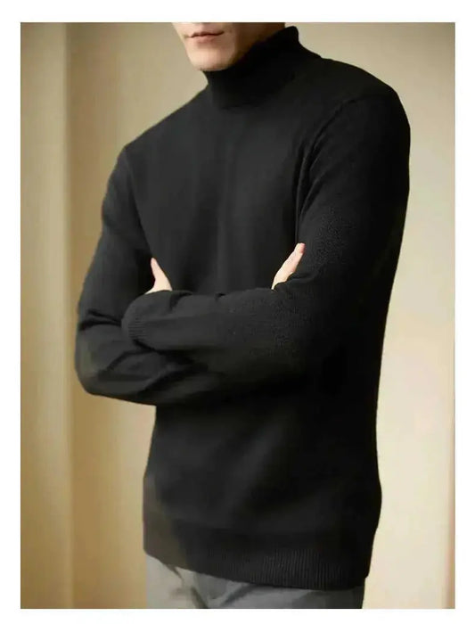 Men's Wool Blend Turtleneck Sweater - Thermal Long Sleeve Knit Pullover for Winter