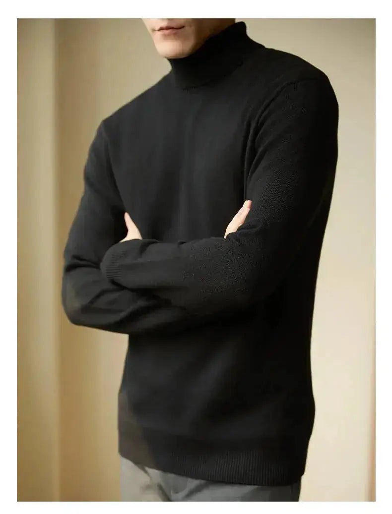 mens wool blend turtleneck sweater | thermal long sleeve pullover | winter knit sweater for men | ultrasonic cleaning