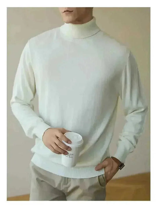 merino wool blend turtleneck | thermal knit pullover men | winter sweater for men | ultrasonic cleaning