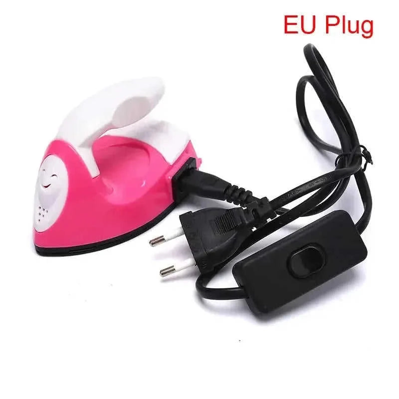 mini electric iron for kids | child safe sewing tool | diy fabric stickers kit | ultrasonic cleaning