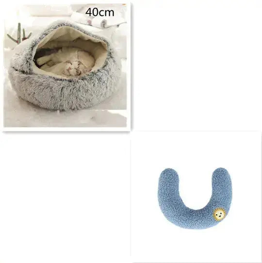 2-in-1 Dog & Cat Bed - Round Plush Warm Winter Pet House Meifu Market