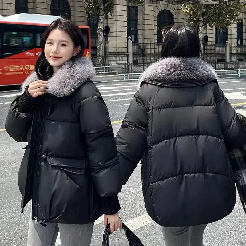 korean wool blend puffer jacket | oversized fit winter coat | lightweight thermal insulation | ultrasonic cleaning