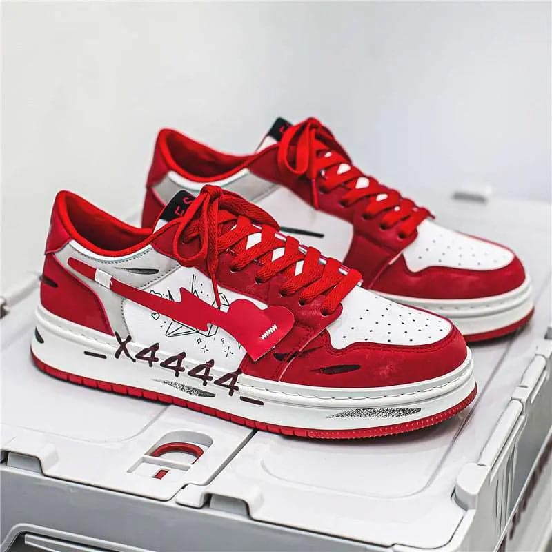 Distressed Graffiti Skateboard Shoes Men's Sneakers 