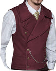 Woolen Suit Vest Retro Slim Fit Double Breasted Vests Victorian Style 