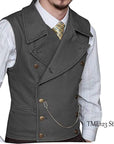 Woolen Suit Vest Retro Slim Fit Double Breasted Vests Victorian Style