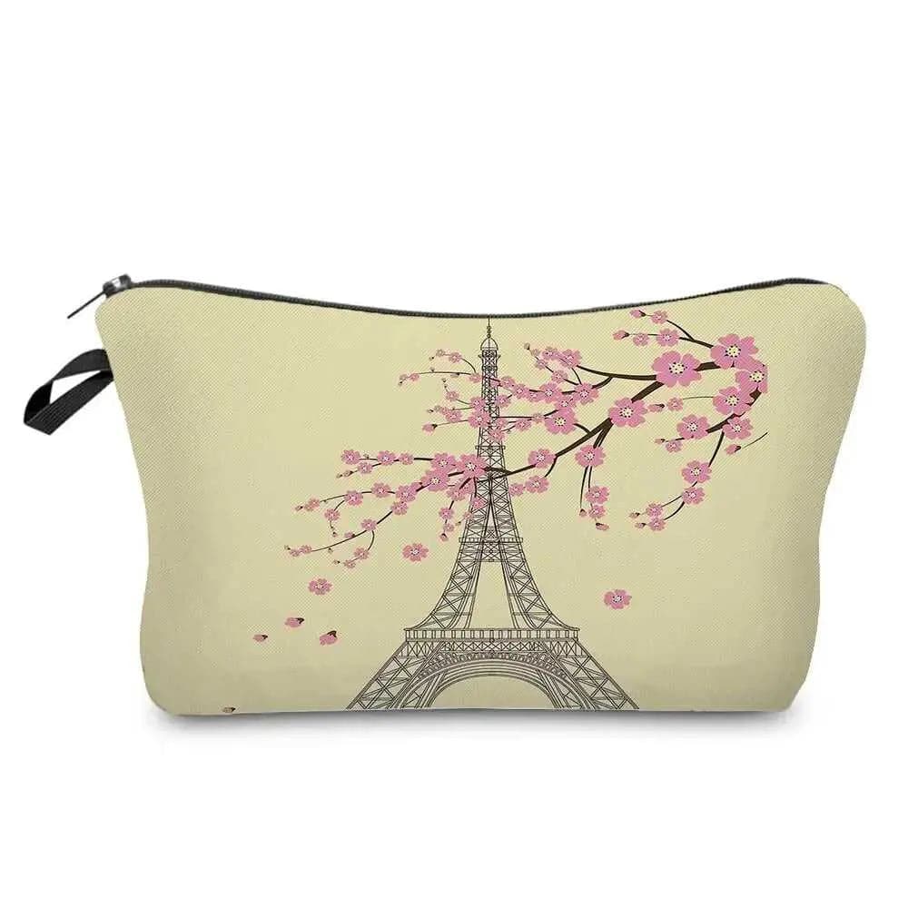 Eiffel Tower Printed Women's Cosmetic Bag | Zipper Female Makeup Bag 