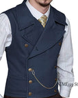 Woolen Suit Vest Retro Slim Fit Double Breasted Vests Victorian Style 