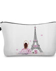 Eiffel Tower Printed Women's Cosmetic Bag | Zipper Female Makeup Bag 