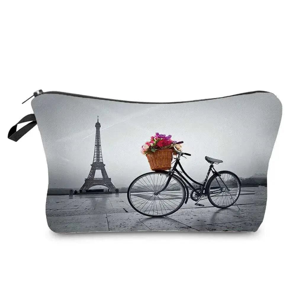 Eiffel Tower Printed Women's Cosmetic Bag | Zipper Female Makeup Bag 