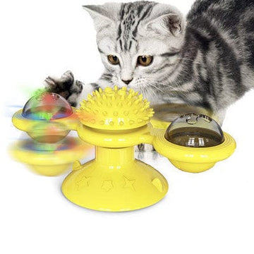 Cat Rotating Windmill Multi-Function Toys Itch Scratching Device Teeth Shining Toy 