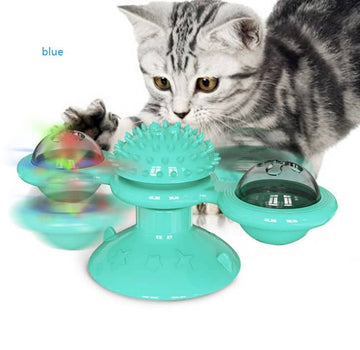 Cat Rotating Windmill Multi-Function Toys Itch Scratching Device Teeth Shining Toy 