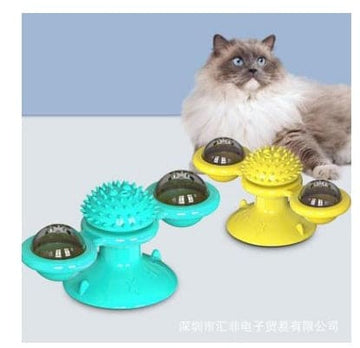 Cat Rotating Windmill Multi-Function Toys Itch Scratching Device Teeth Shining Toy 