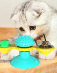 Cat Rotating Windmill Multi-Function Toys Itch Scratching Device Teeth Shining Toy 