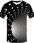 Geometric pattern t-shirt men 3D round neck casual 