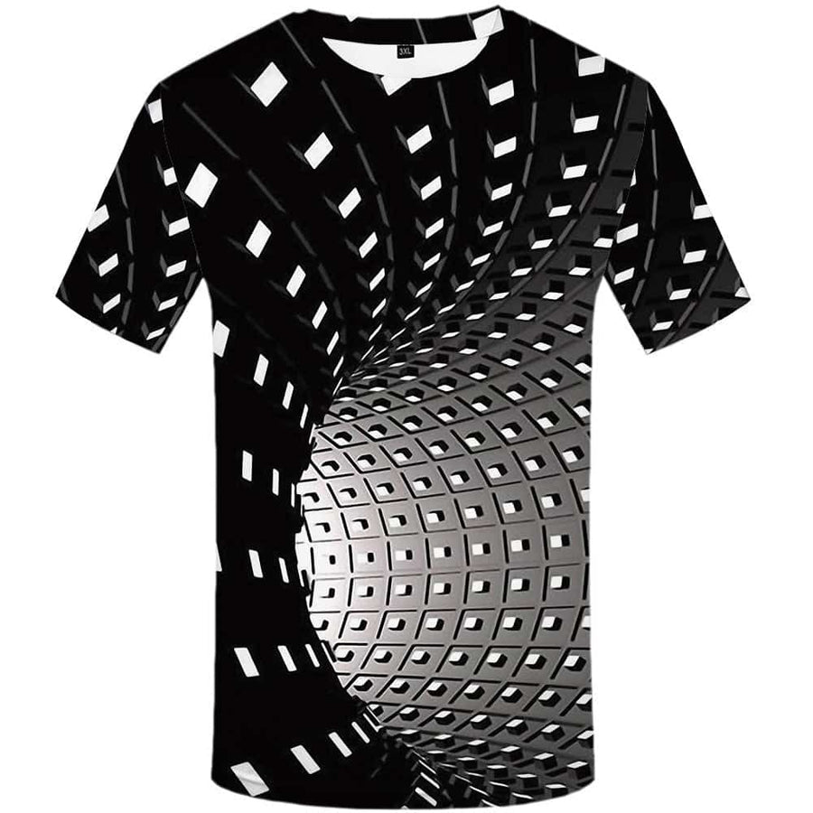 Geometric pattern t-shirt men 3D round neck casual 