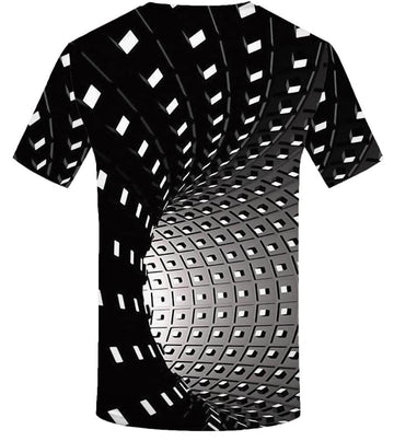 Geometric pattern t-shirt men 3D round neck casual 