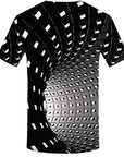 Geometric pattern t-shirt men 3D round neck casual 