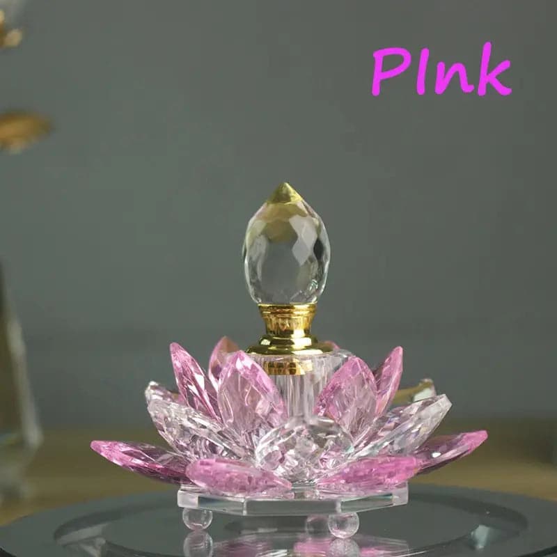 Rainbow Crystal Perfume Bottle - Colorful Lotus Flower Oil Bottle Gift