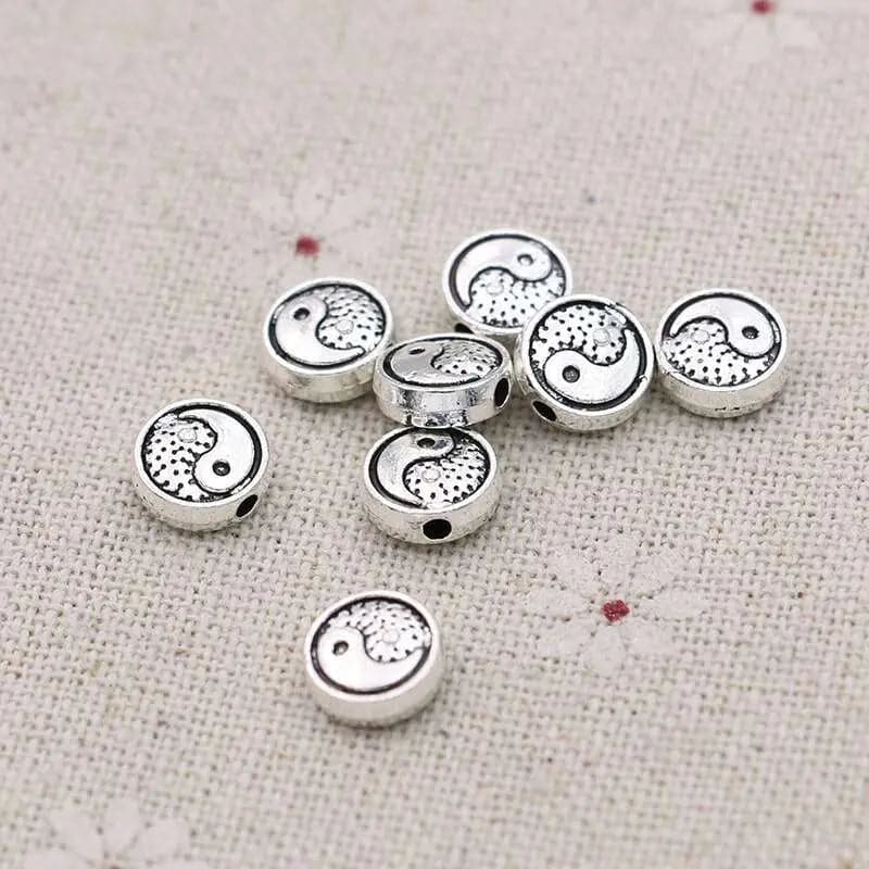 8mm Silver Plated Yin yang Spacer Loose Beads