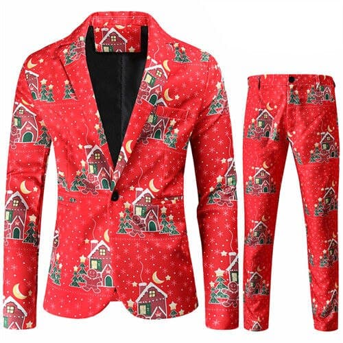 christmas suit jacket + pants stylish male blazer coat