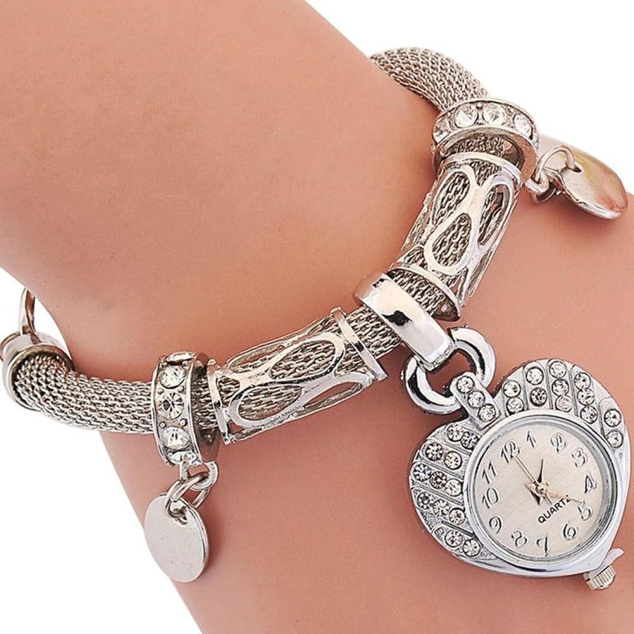 Fashion Women's Love Heart Bracelet Watch Charm Band Analog Quartz Wrist Watch Ladies Dress Watches Gift Luxury - Meifu Market