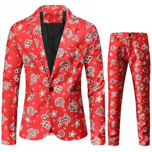 christmas suit jacket + pants stylish male blazer coat