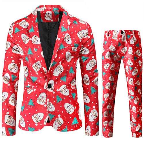 christmas suit jacket + pants stylish male blazer coat