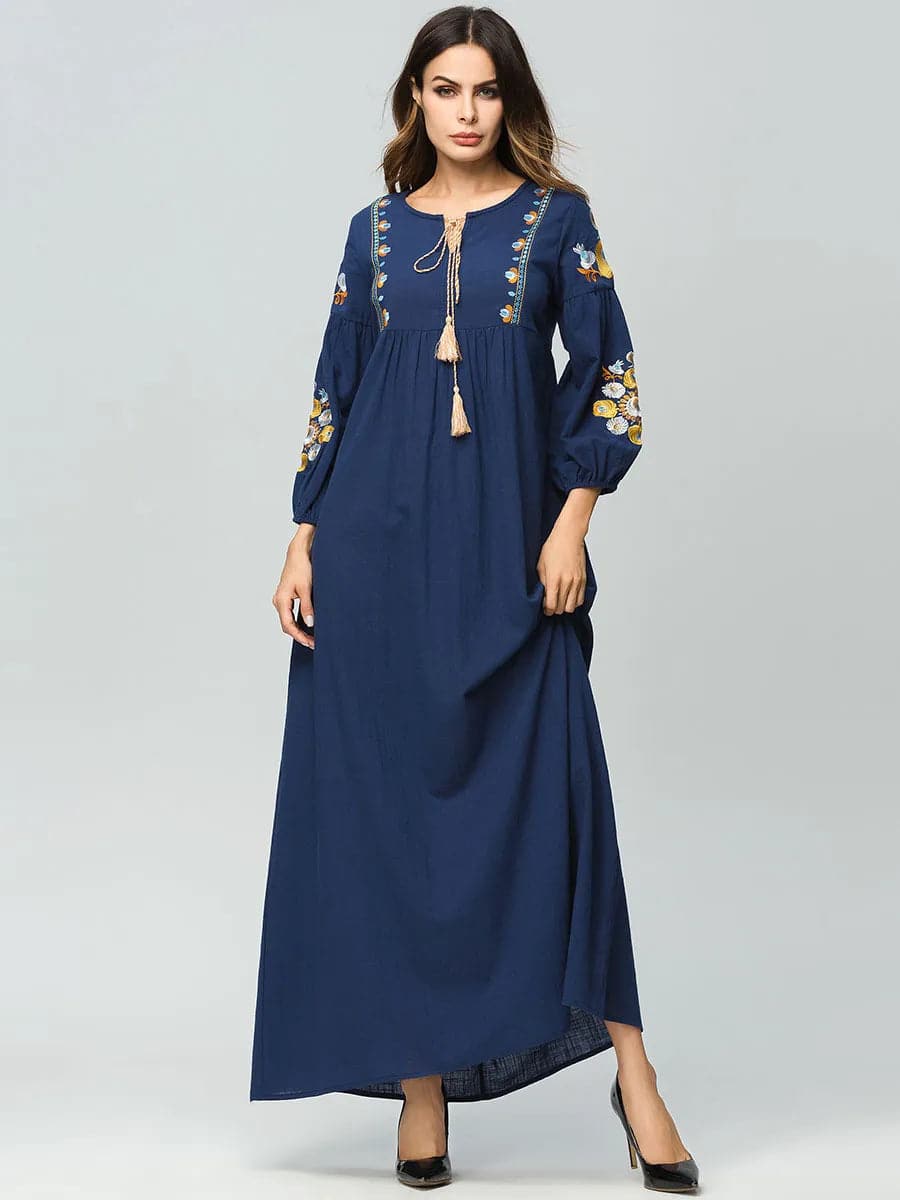 Embroidery Pakistani Dress Musilm Elegant Long Dress Autumn Winter