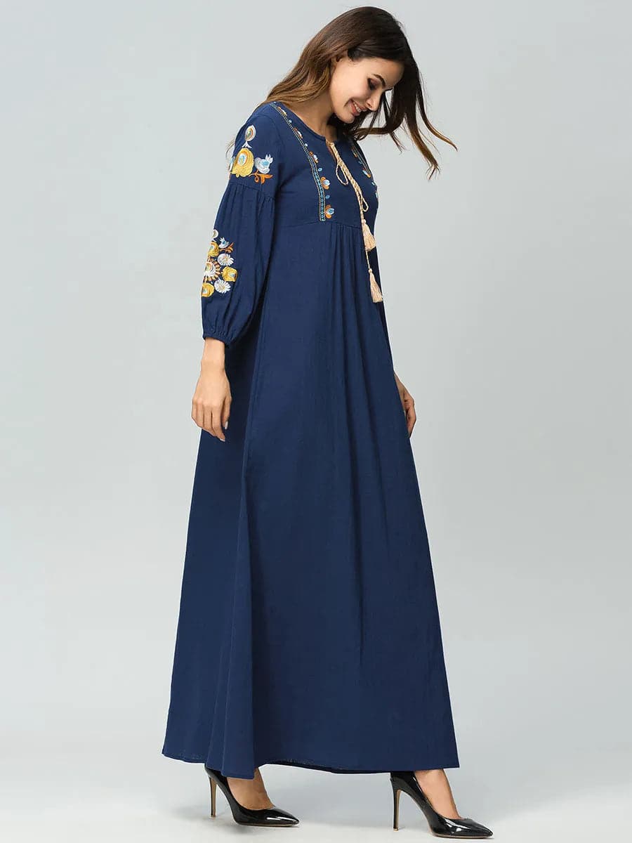 Embroidery Pakistani Dress Musilm Elegant Long Dress Autumn Winter