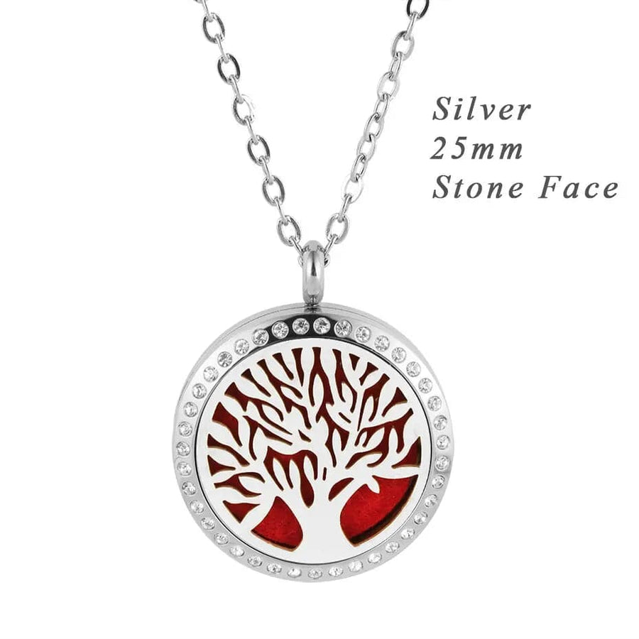 Stainless steel perfume pendant women Tree of Life Diffuser Necklace