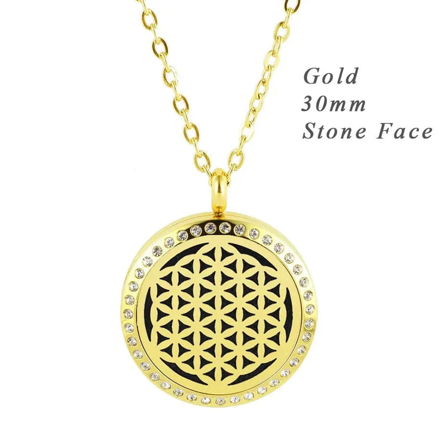 316L Stainless Steel Flower of Life Perfume Diffuser Pendant Necklace