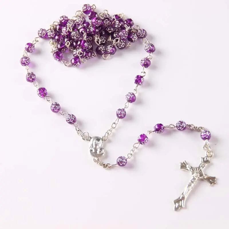 free shipping perfume rose scented rosary necklace