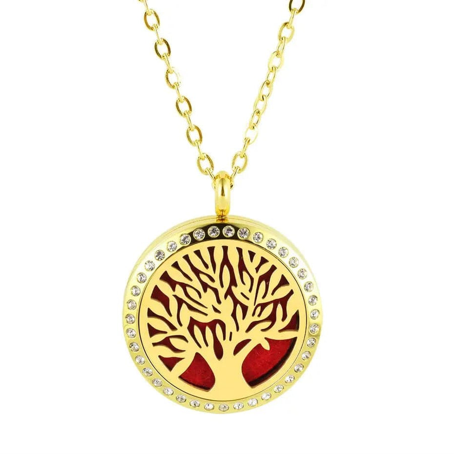 Stainless steel perfume pendant women Tree of Life Diffuser Necklace