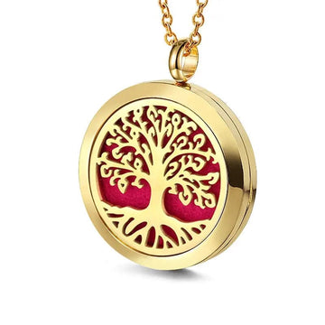 Stainless Steel Tree Hollowed Magnetic Aromatherapy Diffuser Necklace 