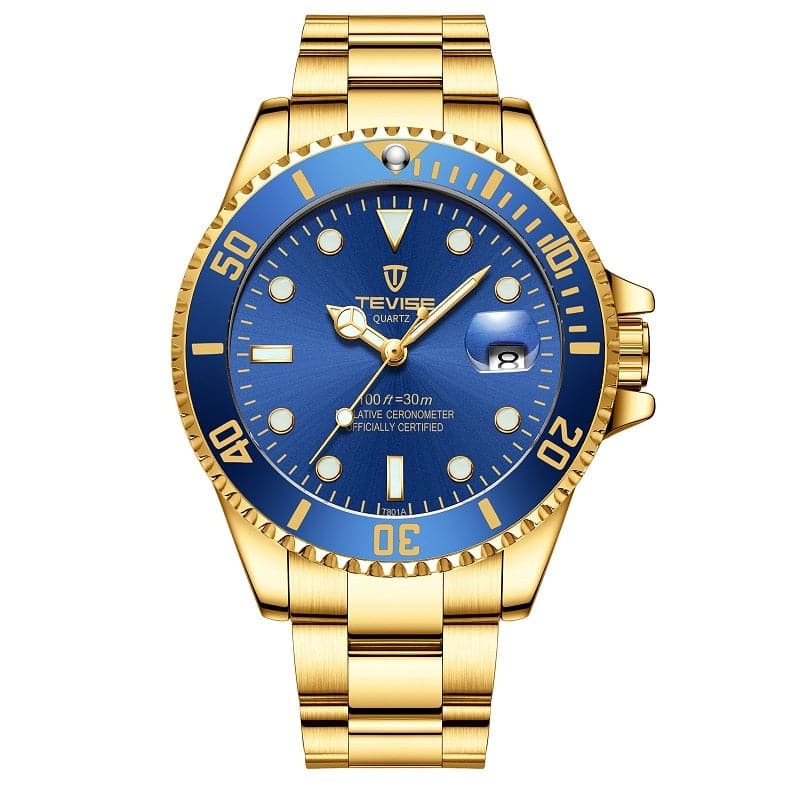 Mens Watches TEVISE Quartz Wrist Watch Waterproof Sport Business 